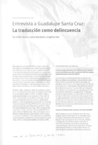 Entrevista a Guadalupa Santa Cruz (entrevista)  [artículo] Víctor Ibarra, Julieta Marchant y Angélica Vial.