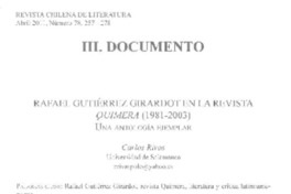 Rafael Gutiérrez Girardot en la revista Quimera (1981-2001)  [artículo] Carlos Rivas.