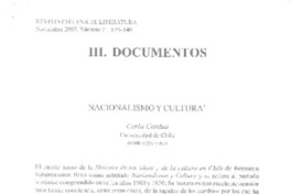 Nacionalismo y cultura  [artículo] Carla Cordua.