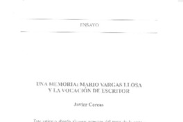 Mario Vargas Llosa y la vocación de escritor  [artículo] Javier Cercas.
