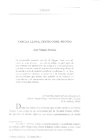Vargas Llosa, testigo del mundo  [artículo] José Miguel Oviedo.