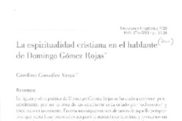 La espiritualidad cristiana en el hablante de Domingo Gómez Rojas  [artículo] Carolina González Varas.