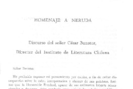 Homenaje a Neruda  [artículo] César Bunster.
