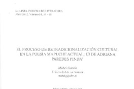El proceso de retradicionalización cultural en la poesía mapuche actual  [artículo] Mabel García.