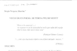 Vistas de un poema de Teresa Wilms Montt  [artículo] Sergio Vergara Alarcón.