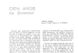 Cien años de soledad  [artículo] Alberto Lleras.