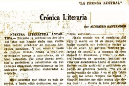 Nuestra literatura antártica  [artículo] Almagro Santander.