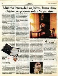Eduardo Parra, de Los Jaivas, lanza libro objeto con poemas sobre Valparaíso  [artículo] Amparo Lavín A.