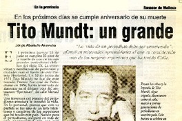 Tito Mundt, un grande  [artículo] Jorge Abasolo Aravena.