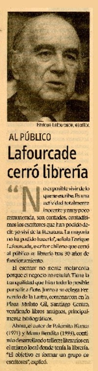 Lafourcade cerró librería.  [artículo]