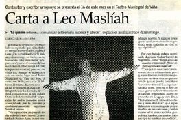 Carta a Leo Maslíah  [artículo] Carmen Gloria Manresa.
