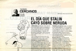El día que Stalin cayó sobre Neruda  [artículo] José Rodríguez Elizondo.