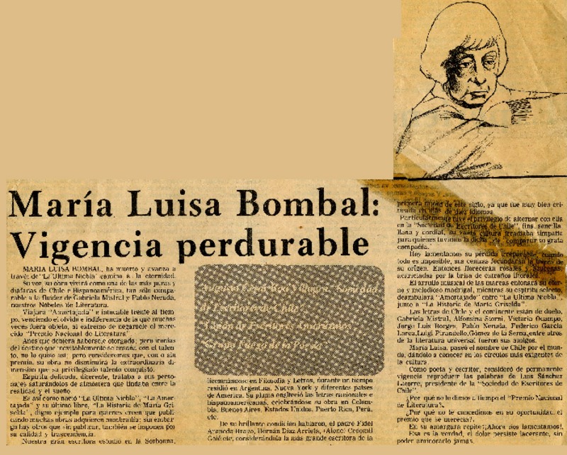 María Luisa Bombal: vigencia perdurable.  [artículo]