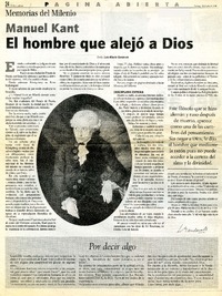 Manuel Kant: El Hombre que alejó a Dios  [artículo] Luis Alberto Ganderats.