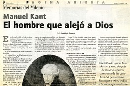 Manuel Kant: El Hombre que alejó a Dios  [artículo] Luis Alberto Ganderats.