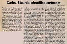 Carlos Stuardo : científico eminente  [artículo] Alejandro Witker.