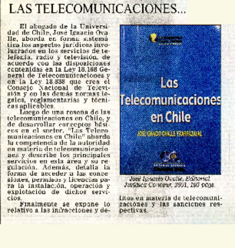 Las Telecomunicaciones en Chile  [artículo]