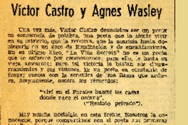 Víctor Castro y Agnes Wasley  [artículo] Andrés Sabella.