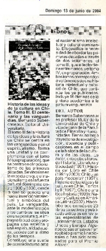 Historia de las ideas y de la cultura en Chile.  [artículo]