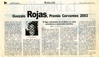 Gonzalo Rojas, Premio Cervantes 2003  [artículo] Ramón Riquelme.
