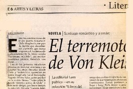 El Terremoto de Von Kleist  [artículo] Marcelo Somarriva.