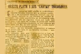 Oreste Plath y sus "cartas" tricolores  [artículo] Andrés Sabella.