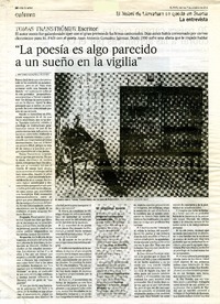 "La poesía es algo parecido a un sueño en la vigilia" (entrevista)  [artículo] J. Antonio González Iglesias.