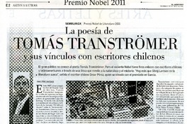 La poesía de Tomas Tranströmer y sus vínculos con escritores chilenos  [artículo] Omar Pérez Santiago.