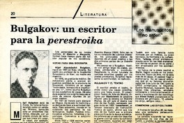 Bulgakov: un escritor para la perestroika  [artículo] Yanina Cademartori.