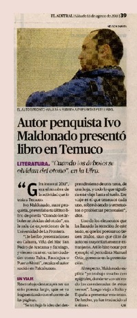 Autor penquista Ivo Maldonado presentó libro en Temuco  [artículo]