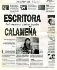 Escritora calameña ganó concurso de poesía en Argentina  [artículo].