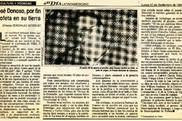 José Donoso, por fin profeta en su tierra  [artículo] Ximena González Bosque.