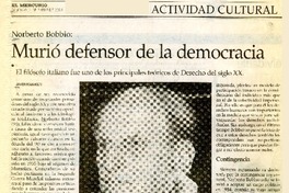 Murió defensor de la democracia  [artículo] Javier Rojahelis.