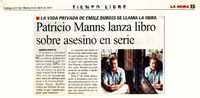 Patricio Manns lanza libro sobre asesino en serie  [artículo] Gabriela Bravo Ch.