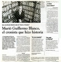 Murió Guillermo Blanco, el cronista que hizo historia  [artículo] Javier García.