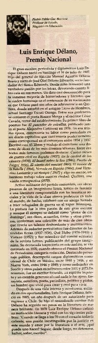 Luis Enrique Délano Pemio Nacional  [artículo]Pedro Pablo Gac Becerra.
