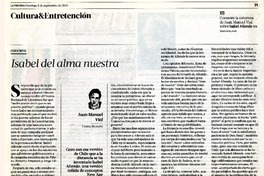 Isabel del alma nuestra  [artículo] Juan Manuel Vial.
