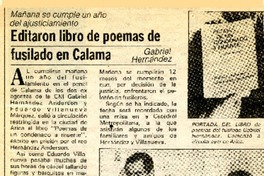 Editaron libro de poemas de fusilado en Calama.  [artículo]