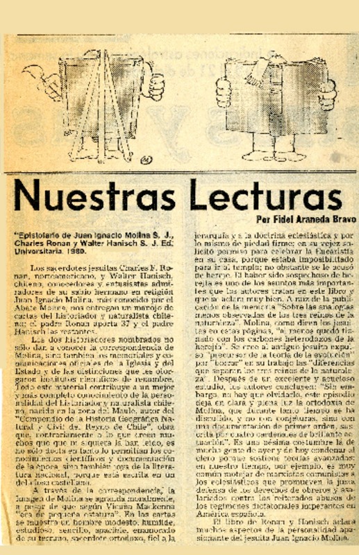 Nuestras lecturas  [artículo] Fidel Araneda Bravo.
