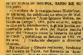 Juan Ignacio Molina, sabio de su tiempo  [artículo] Modesto Parera.