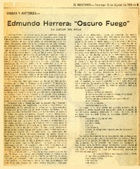 Edmundo Herrera, "Oscuro fuego"  [artículo] Hernán del Solar.