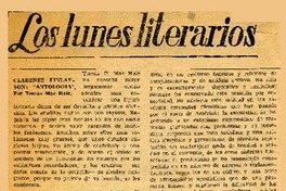 Clarence Finlayson: "Antología"  [artículo] Hernán del Solar.