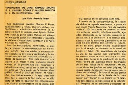 Espistolario de Juan Ignacio Molina S. J.  [artículo] Fidel Araneda Bravo.