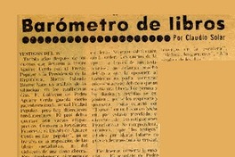 Barómetro de libros  [artículo] Claudio Solar.
