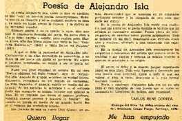 Poesía de Alejandro Isla  [artículo] Carlos René Correa.