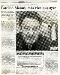 Paricio Manns, más vivo que ayer  [artículo] Macarena Moreno Aguila.