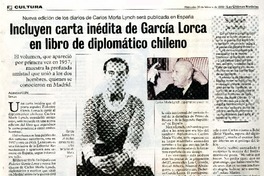 Incluyen carta inédita de García Lorca en libro de diplomático chleno  [artículo].