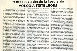 Perspectiva desde la izquierda Volodia Teitelboim  [artículo]Héctor Coloma Herrera.