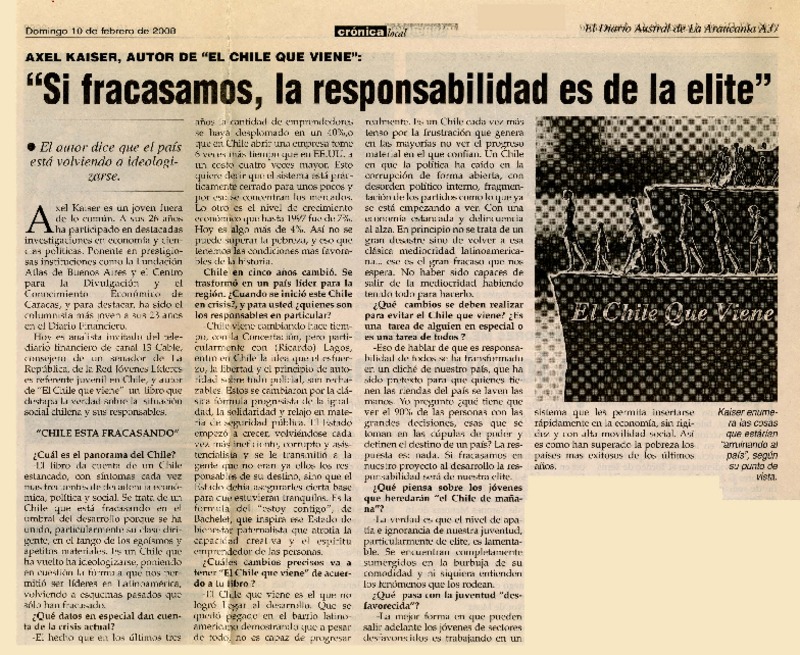 "Si fracacasamos, la responsabilidad es de la elite"  [artículo]Juan Manuel Rincón.