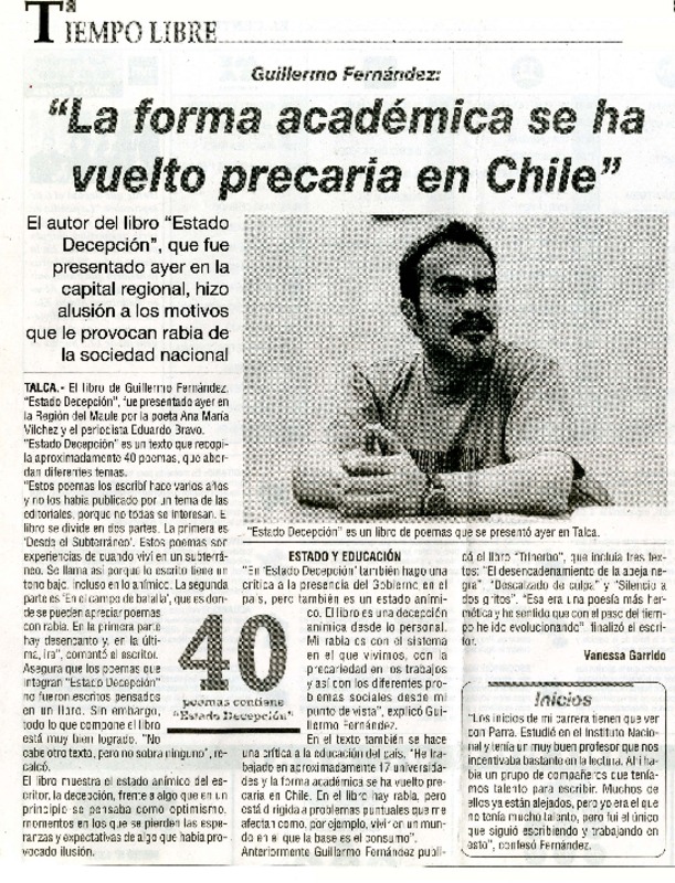 La forma académica se ha vuelto precaria en Chile  [artículo] Vanessa Garrido.